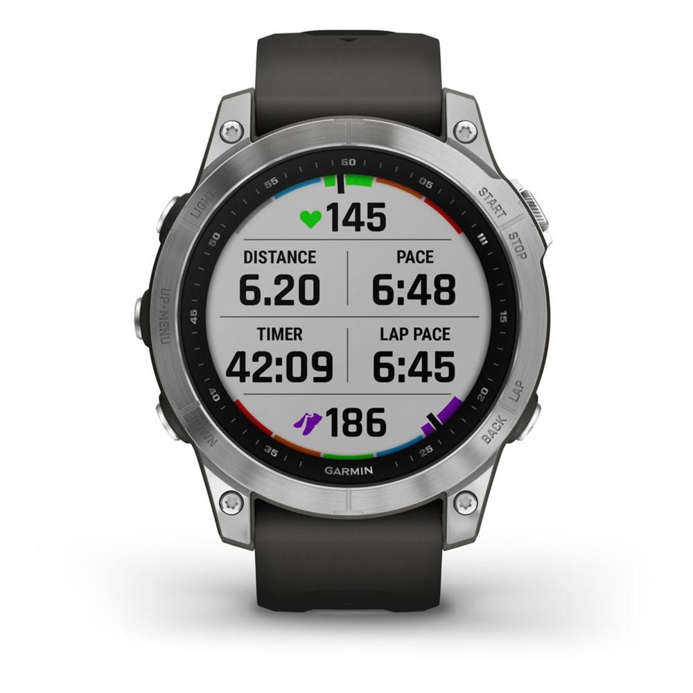 Garmin Fenix 7 Smartwatch Silber mit graphitfarbenem Armband