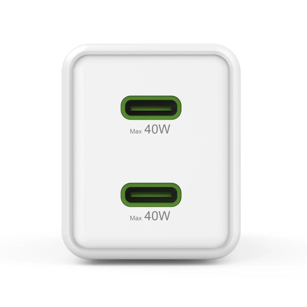 Hama Schnellladegerät, GaN, 2x USB-C, Super-Mini-Ladegerät, PD, 40 W, Weiß