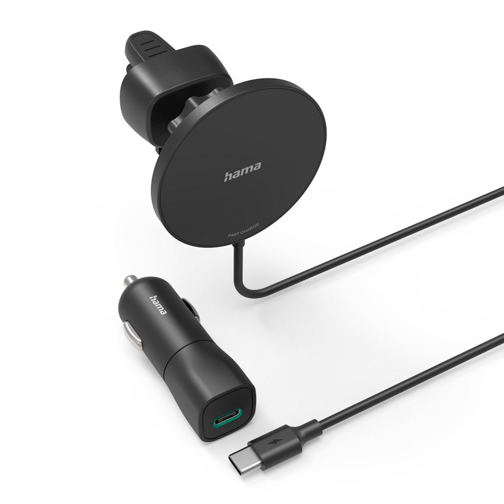 Hama Kfz-Handy-Ladegerät MagCharge Car FC15 15W kabellos für iPhone Schwarz
