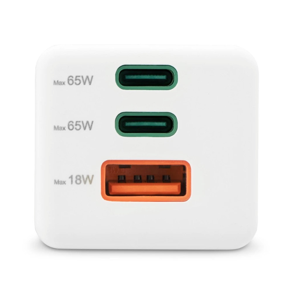 Hama Schnellladegerät, GaN, 2x USB-C, 1x USB-A, Mini-Ladegerät, PD, 65 W, Weiß