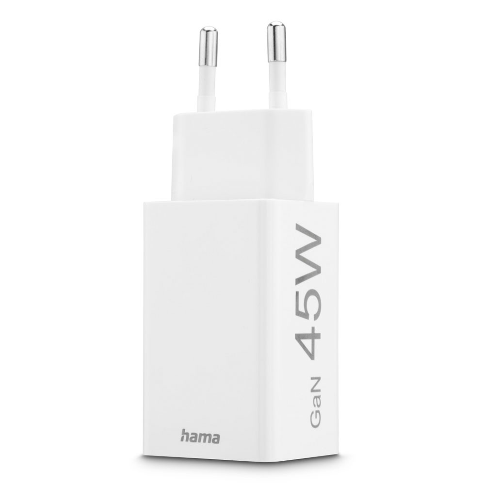Hama Schnellladegerät, 1x USB-C, 1x USB-A, Mini-Ladegerät, PD, 45 W, Weiß