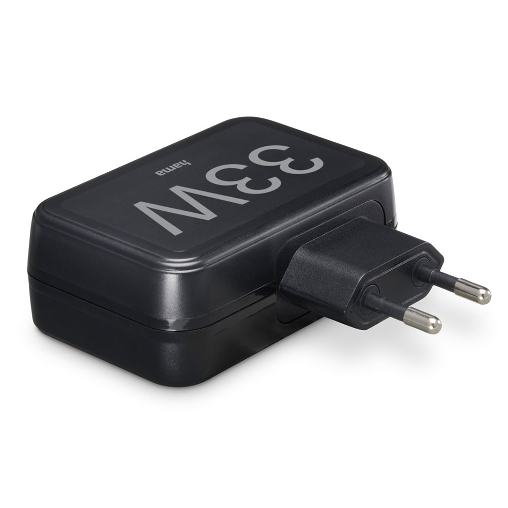 Hama Schnellladegerät, 4x USB-A, 33 W, Schwarz