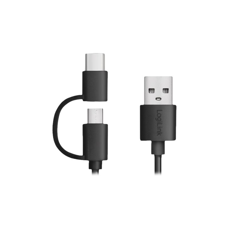 LogiLink PA0257 10000mAh Powerbank inkl. 2-in-1 Kabel schwarz