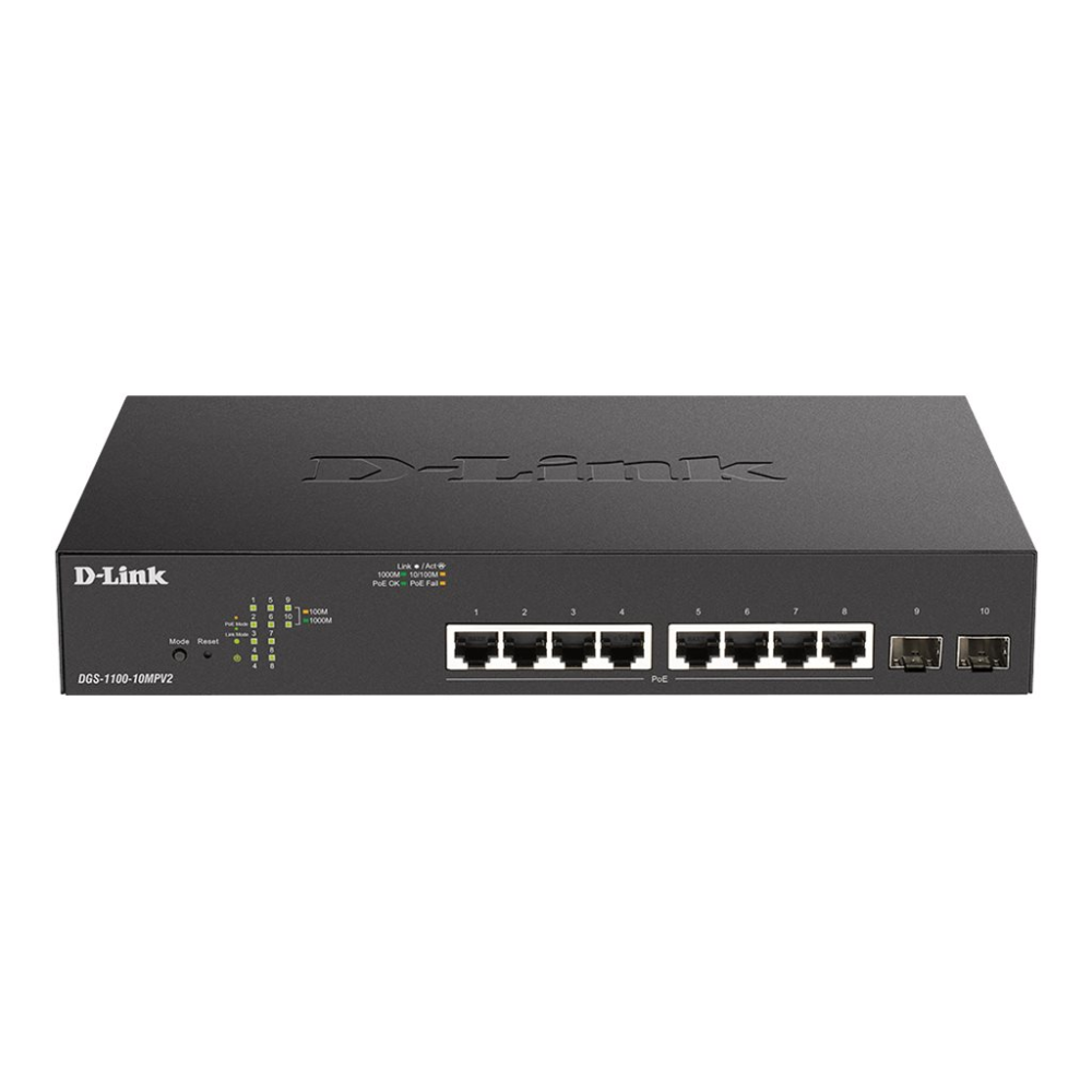 D-Link DGS-1100-10MPV2/E, 10-Port Layer 2 Gigabit PoE Smart Switch