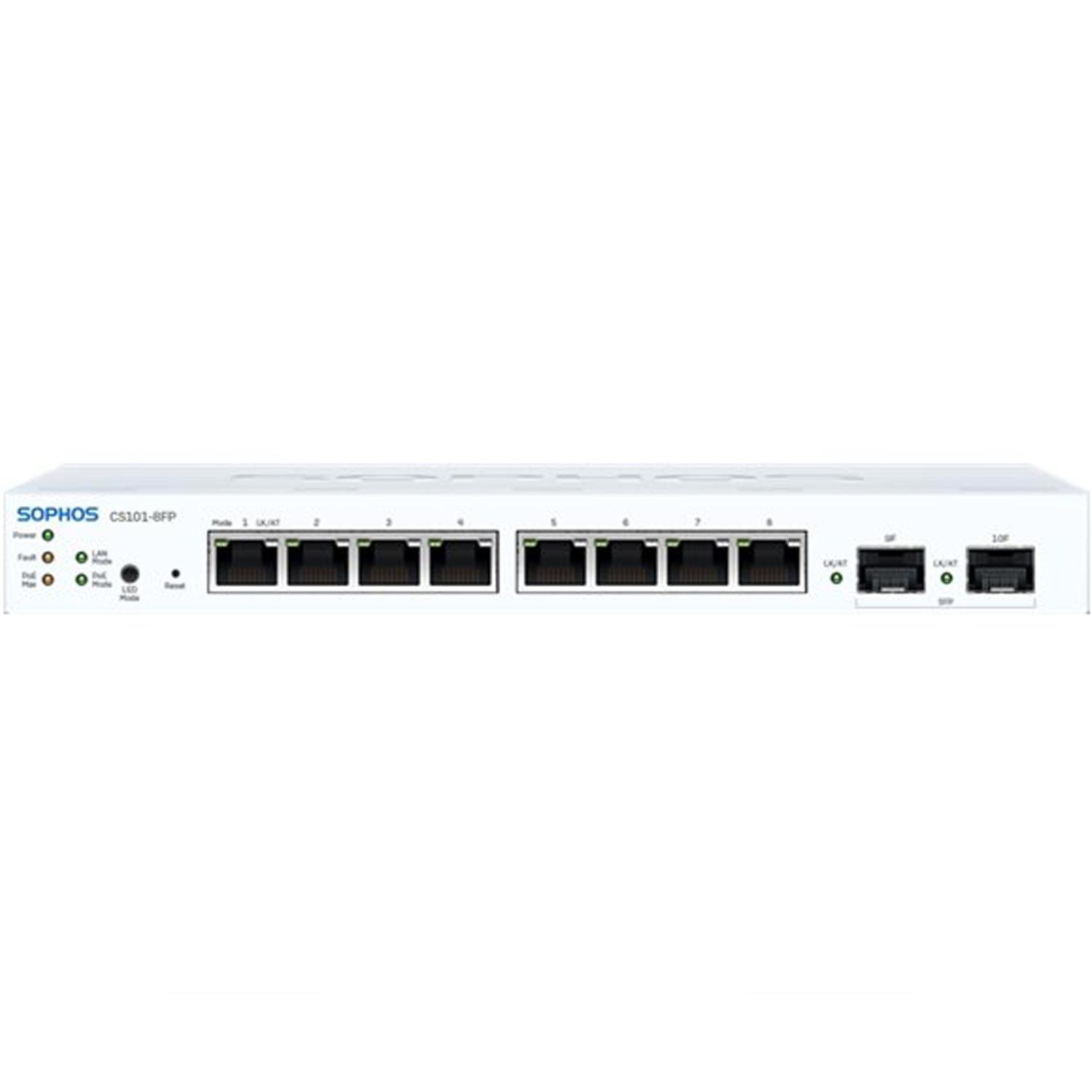 Sophos CS101-8FP Sophos Switch SMB - 8 port with Full PoE EU power cord