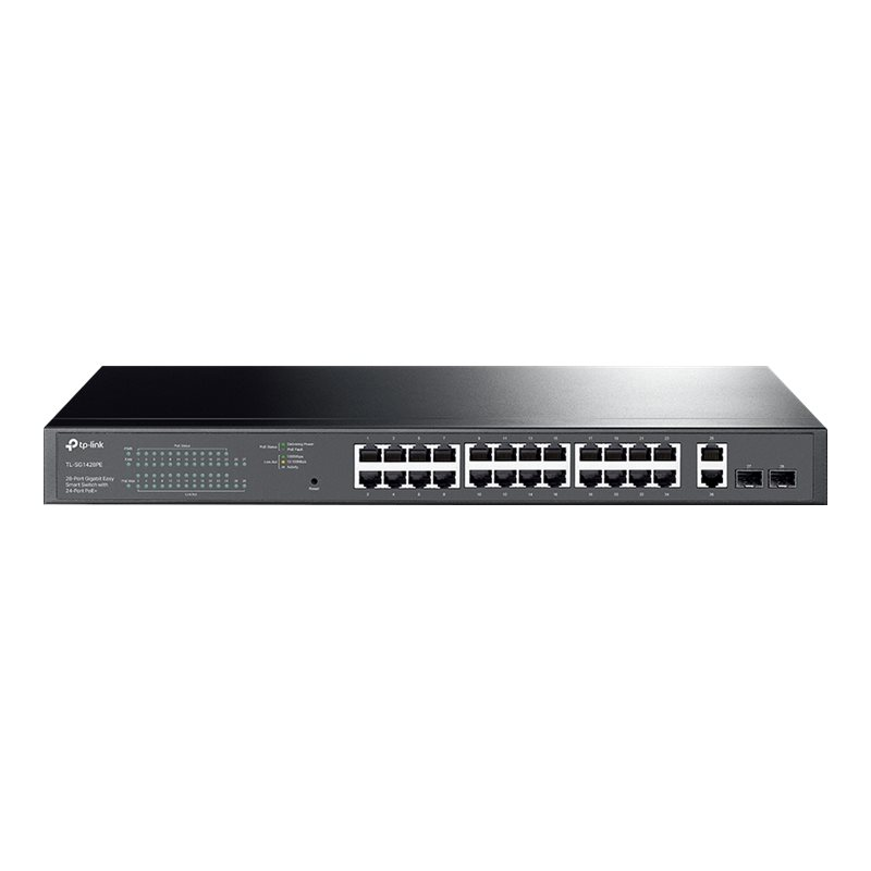 TP-Link TL-SG1428PE 28-Port Gigabit Easy Smart Switch mit 24 PoE+ Ports Schwarz