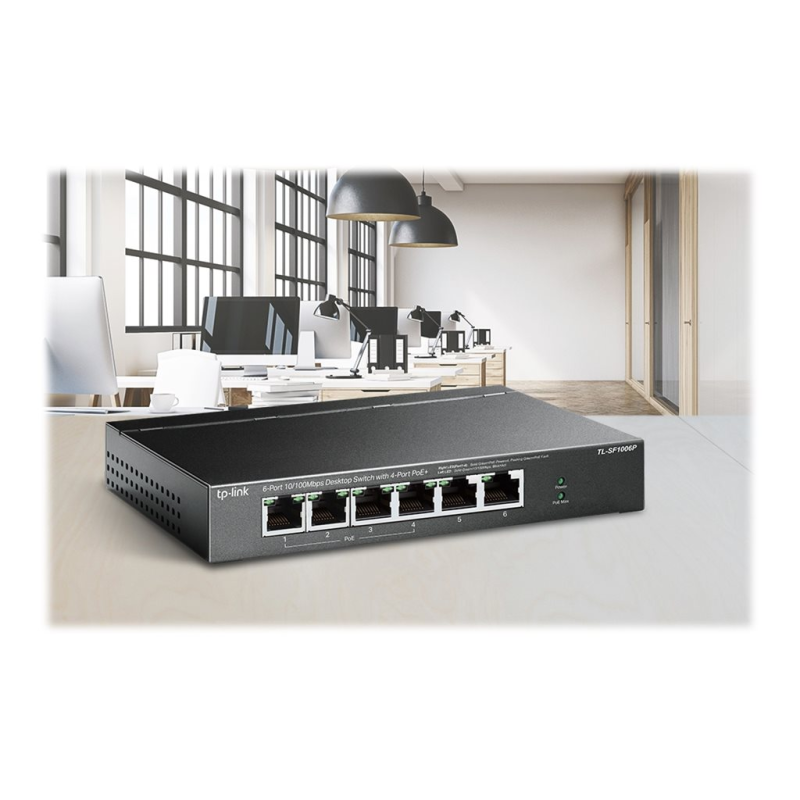TP-Link TL-SF1006P 6-Port Fast Ethernet PoE Switch mit 4 PoE+ Ports