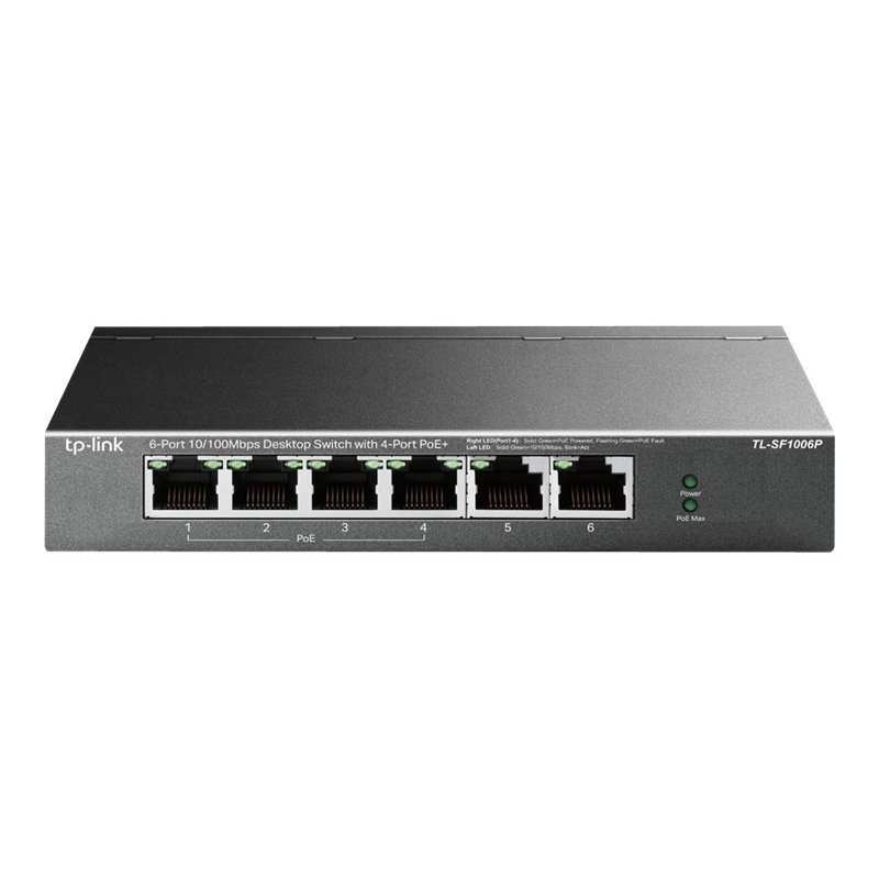 TP-Link TL-SF1006P 6-Port Fast Ethernet PoE Switch mit 4 PoE+ Ports