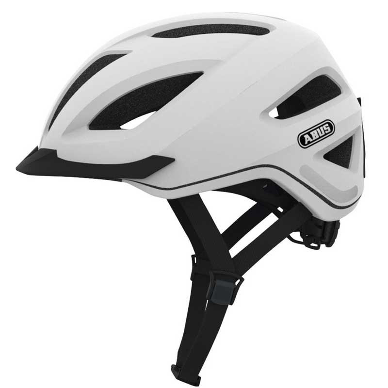 ABUS City Fahrradhelm mit Rücklicht für den Stadtverkehr weiß Größe L