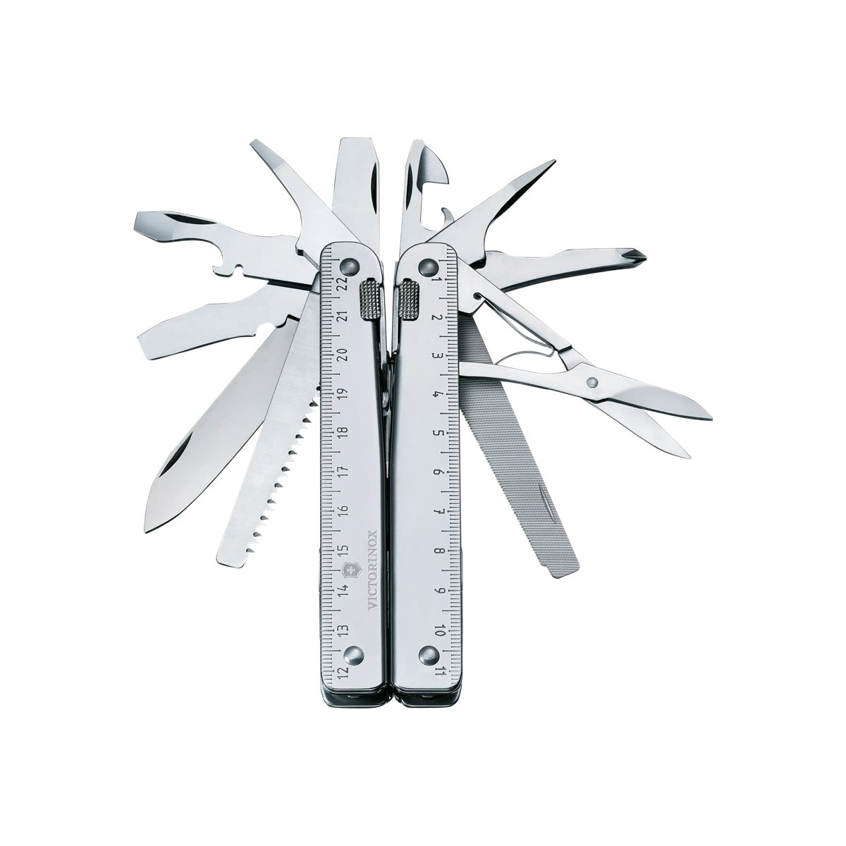 Victorinox Swiss Tool X Plus Multitool mit Leder-Etui silber
