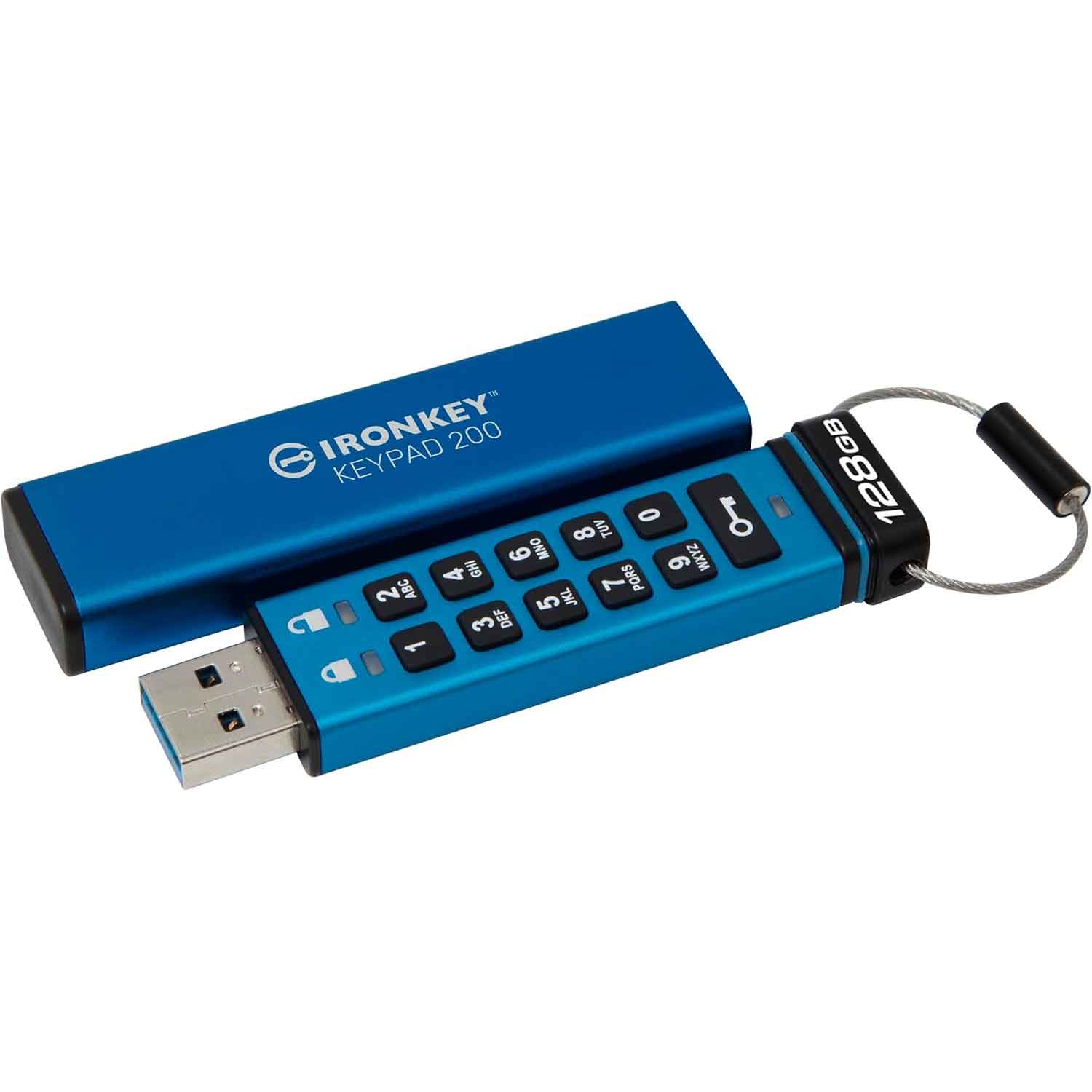 Kingston IronKey Keypad 200 Verschlüsselter USB-Stick 128GB blau