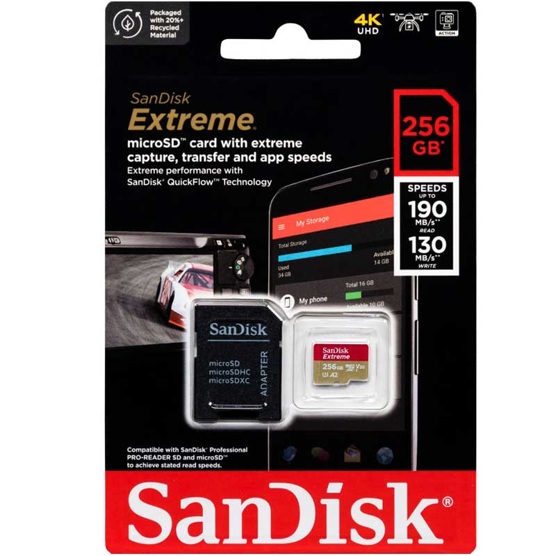 SanDisk Extreme microSDXC UHS-I Speicherkarte 256 GB + Adapter