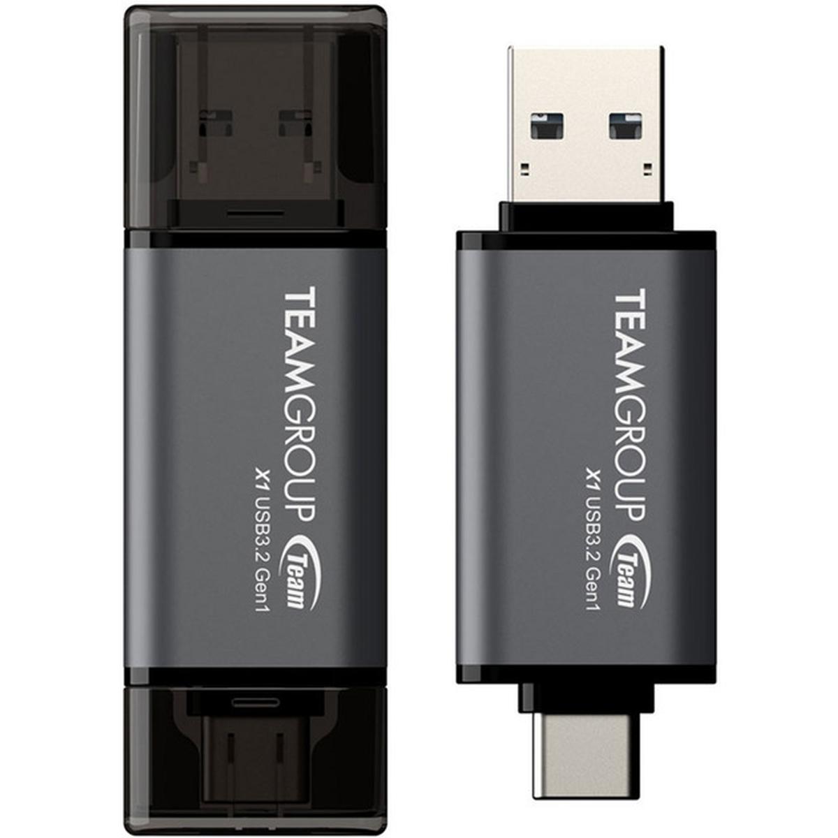 Team Group X1 USB-C-Stick 64GB grau