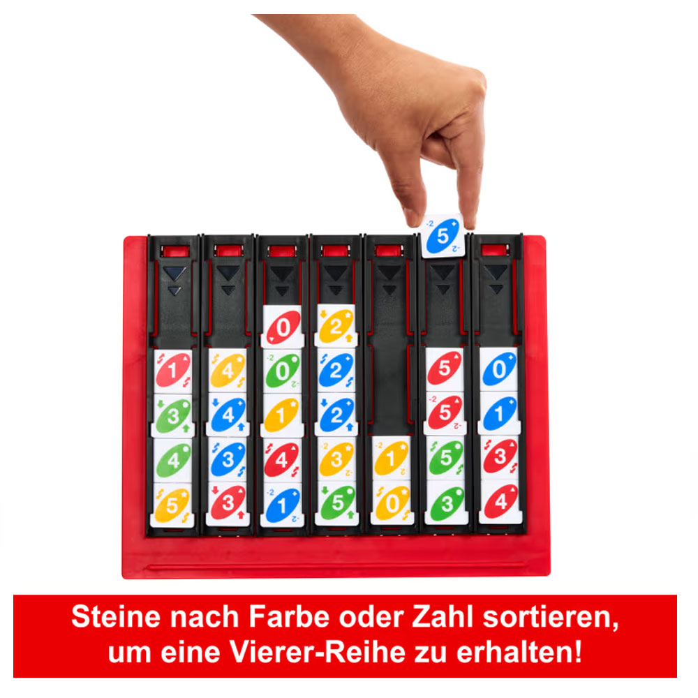 Mattel Games Uno Quatro Steine nach Farben oder Zahlen sortieren