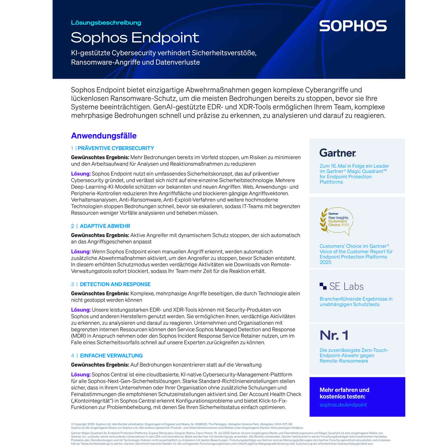 Sophos Central Intercept X Advanced for Server mit XDR - 1-9 servers - 12 Monate