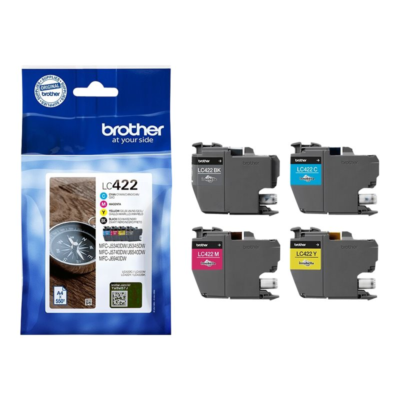 Brother LC422 Tintenpatronen Value Pack schwarz, gelb, cyan, magenta