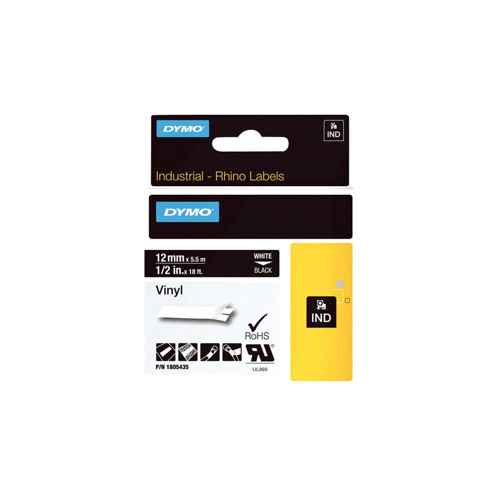 Dymo Schriftband Vinyl weiß/schwarz (1805435)