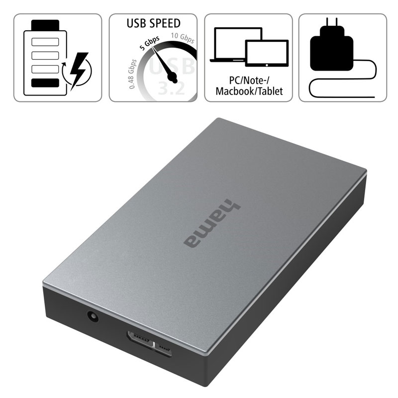 Hama USB-Hub, 4 Ports, USB 3.0, 5 Gbit/s, Schnellladen, inkl. Kabel