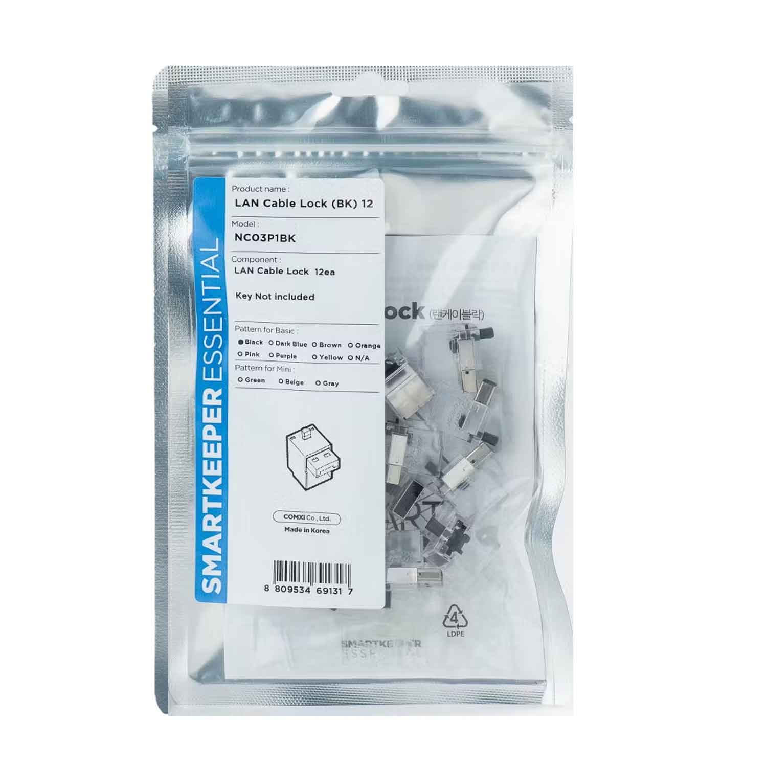 SmartKeeper NC03P1BK LAN Kabelschloss 12 Stück schwarz