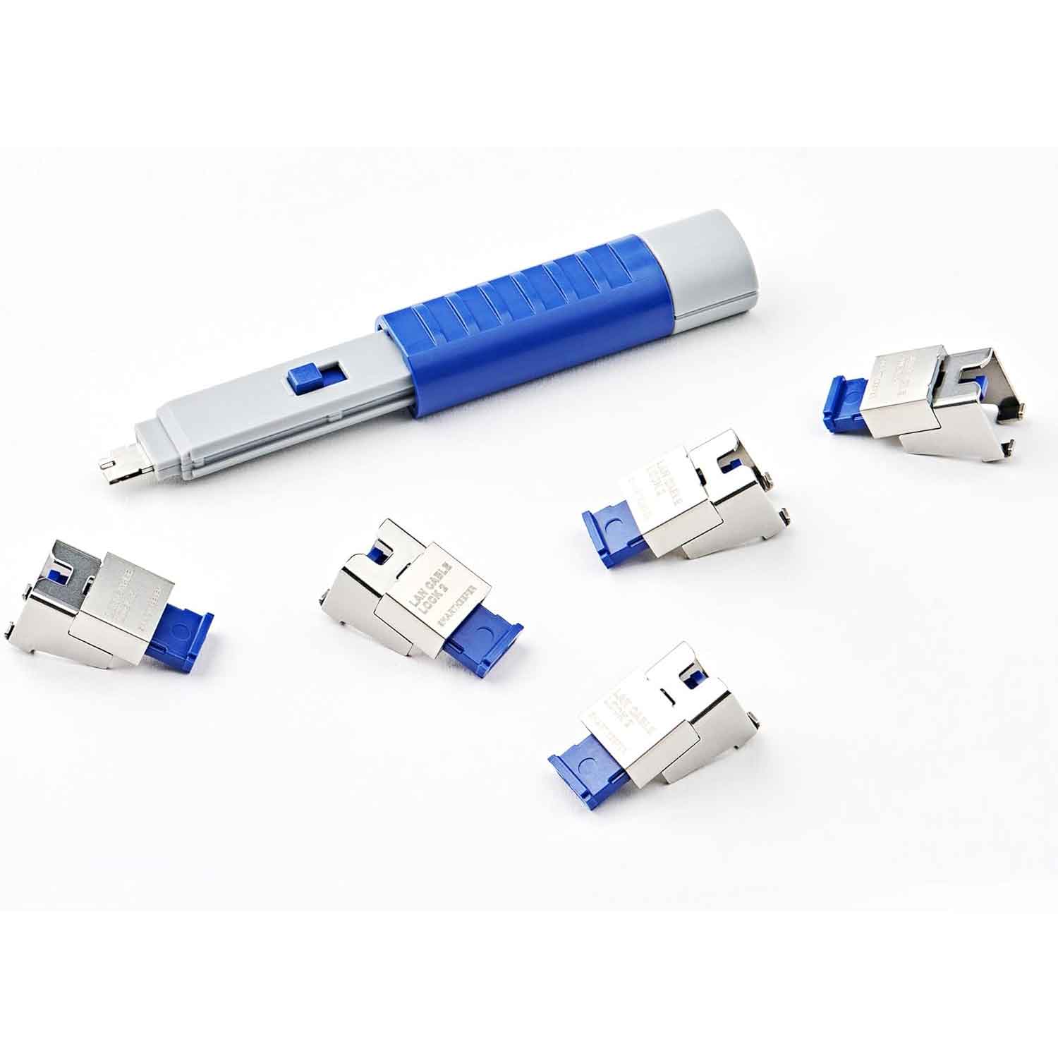 SmartKeeper NC13PKDB LAN Kabelschloss 2 5 Stück mit Schlüssel dunkelblau