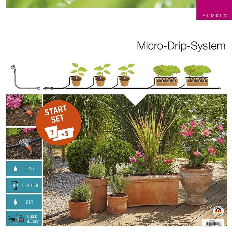 GARDENA 13001-20 Micro-Drip-System Start-Set Pflanztöpfe M