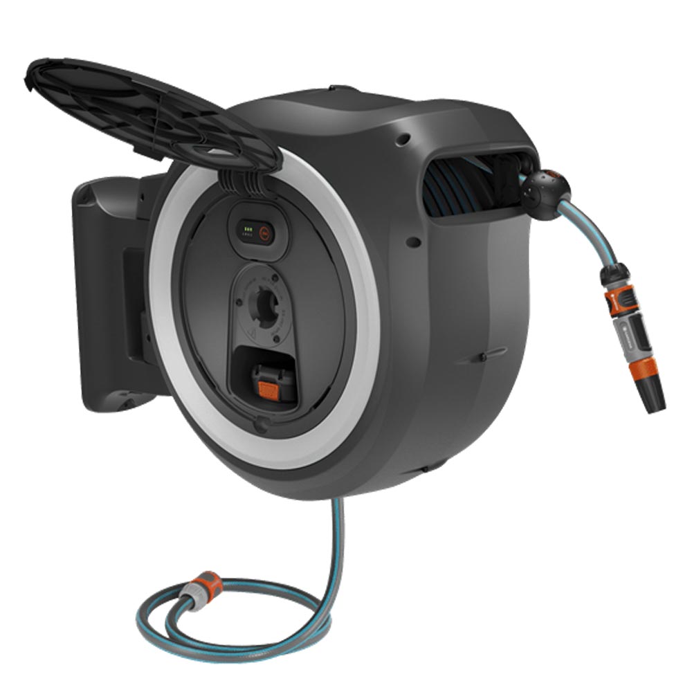 GARDENA 18642-55 Akku-Wand-Schlauchbox PowerRoll XL 18V P4A solo (weiß) 35 m