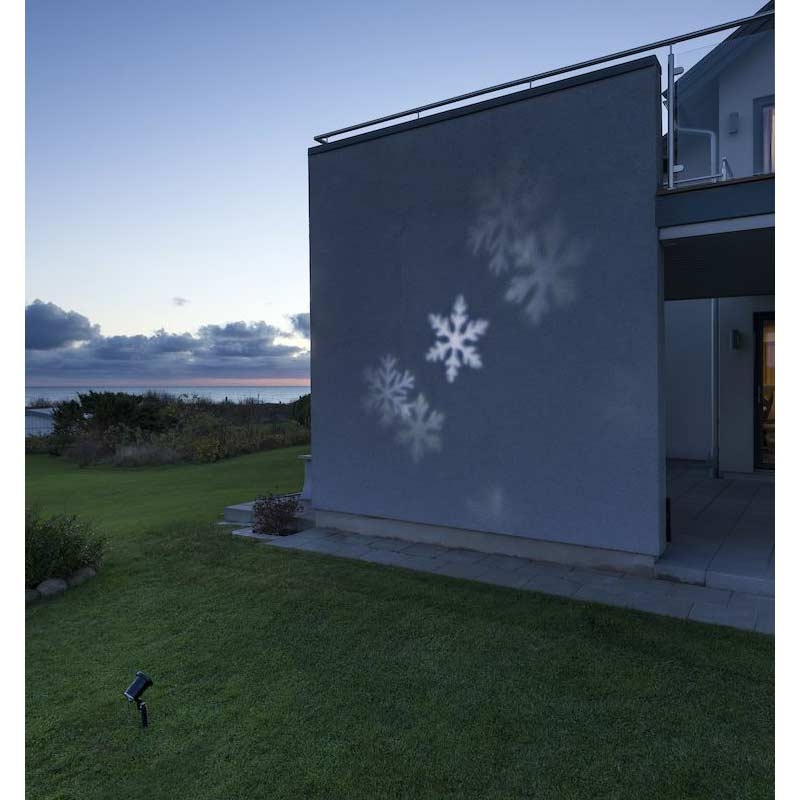Konstsmide 4541-200 LED Lichtprojektor mit weißen Schneeflocken, mit Fernbedienung