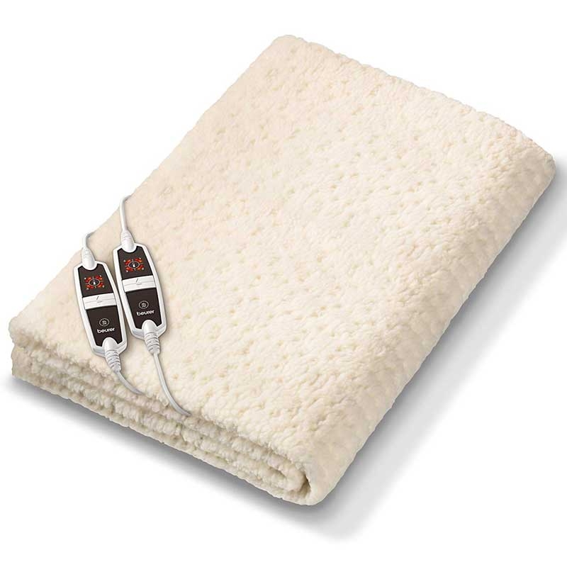 Beurer UB 56 Teddy Heizdecke, Wärmeunterbett, 150 x 160 cm, 2 x 60 Watt, creme