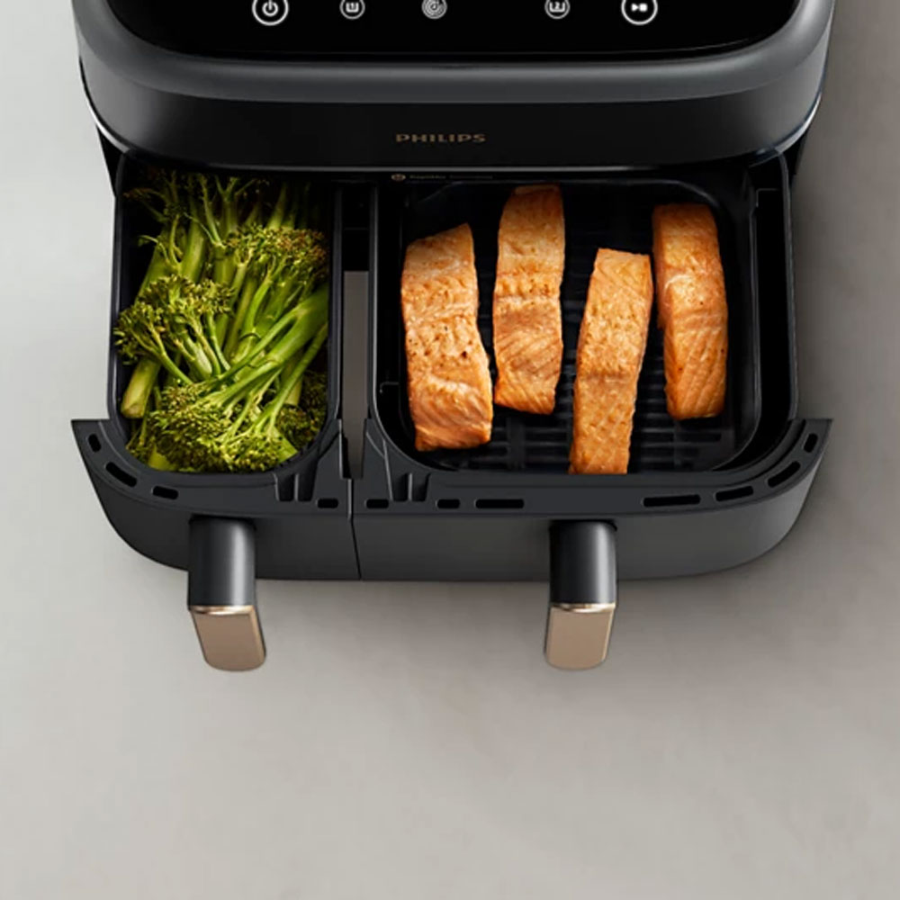 Philips 3000 Series NA352/00 Airfryer Dual Basket Heißluftfritteuse schwarz/kupfer