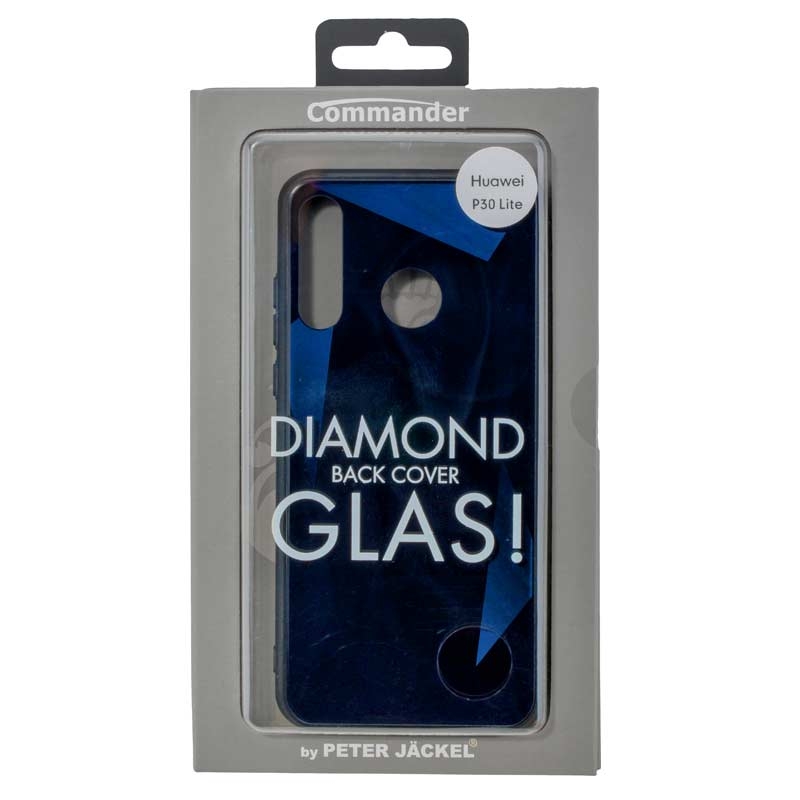 Peter Jäckel COMMANDER Glas Back Cover DIAMOND für Huawei P30 Lite Blue