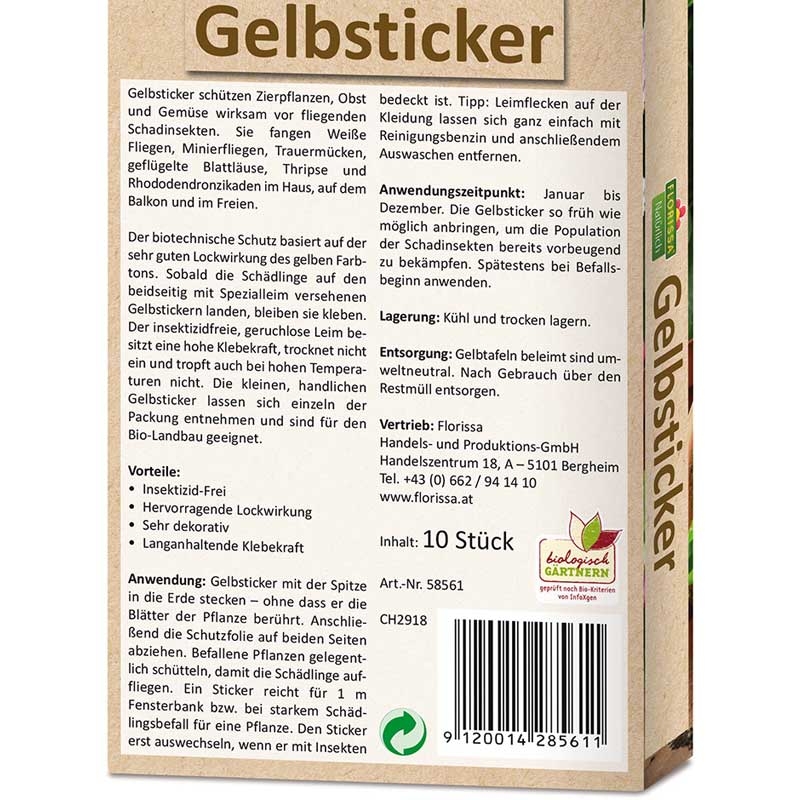 Florissa Gelbsticker 10 Stück