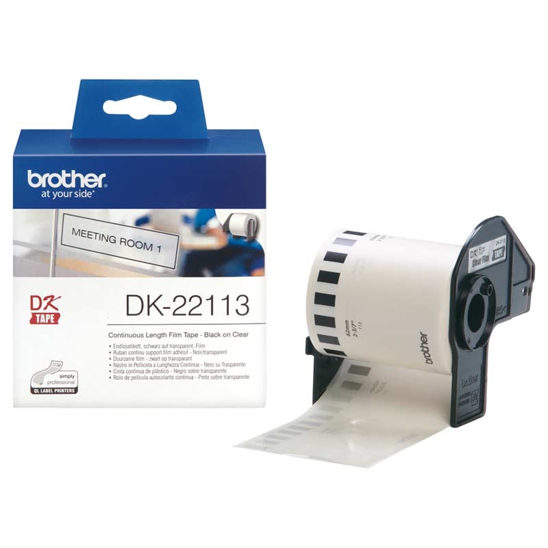 Brother DK22113 P-Touch Endlos-Etiketten (Film) transparent, 62mm x 15,24m