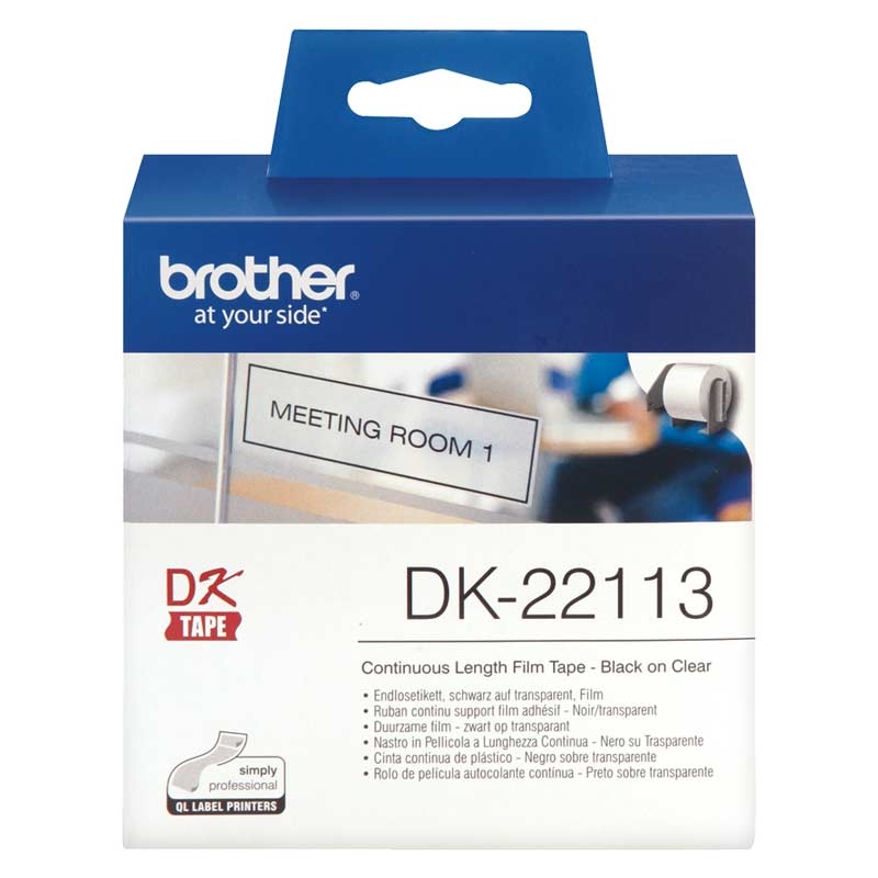 Brother DK22113 P-touch Endlos-Etiketten (Film) transparent, 62mm x 15,24m