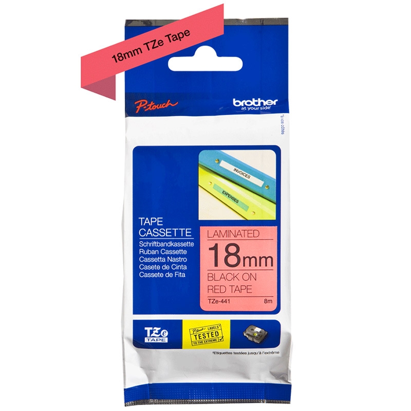 Brother TZE-441 P-Touch Schriftband schwarz auf rot 18mm
