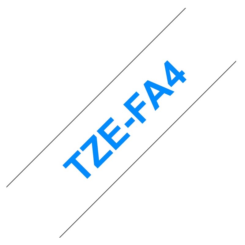 Brother TZe-FA4B Schriftband blau auf weiß Textilband 18mm