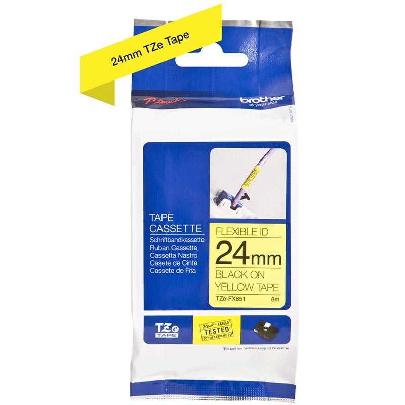 Brother TZE-FX651 P-touch Flexi-Schriftband 24 mm, schwarz auf gelb