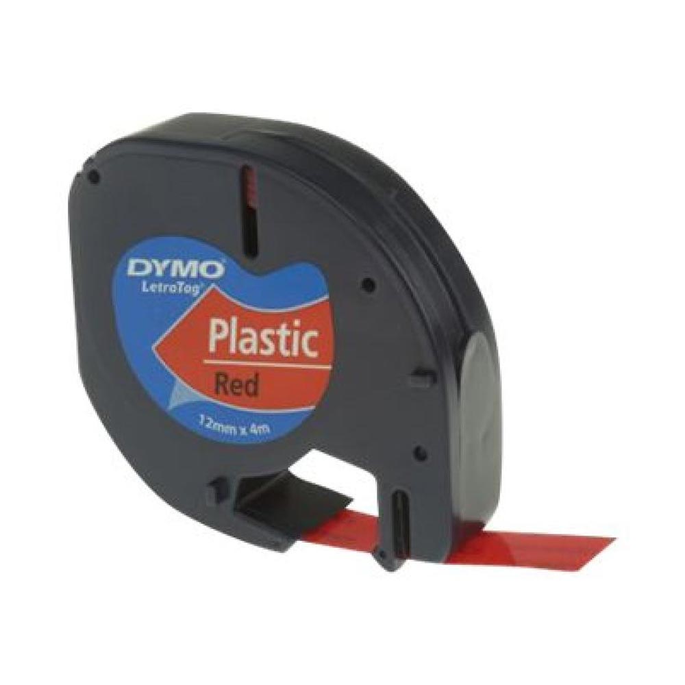 Dymo Originalband 91223 schwarz auf rot 12mm x 4m Plastik