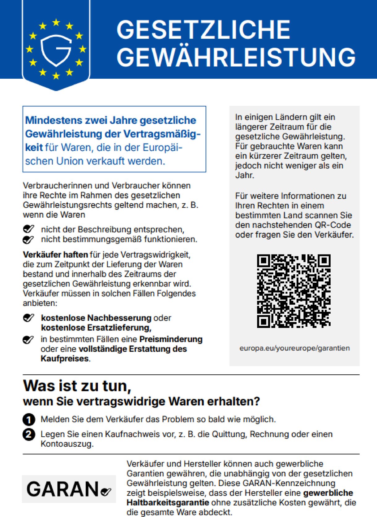 Details zu Ihrer gesetzlichen Gewährleistung
